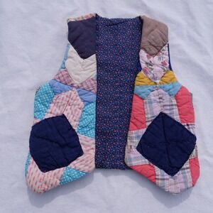 Super sweet vintage handmade cotton patchwork quilted vest